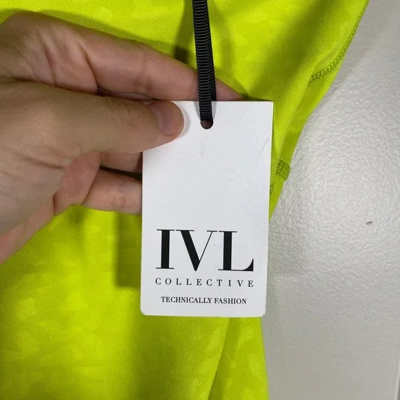 NWT IVL COLLECTIVE  High Waist Hydrasculpt Bike Shorts Neon Lime Womens 6 - Picture 5 of 9